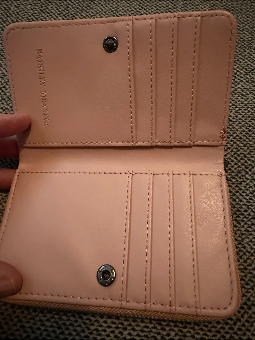 NWT Badgley Mischka Blush Croc-Embossed Zip Wallet